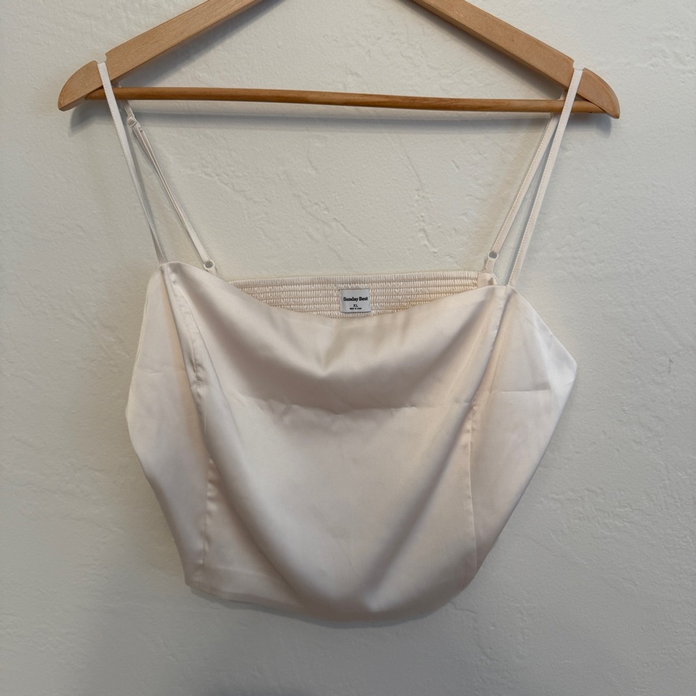 Aritzia Sunday Best Shimmer Satin Camisole Crop Top